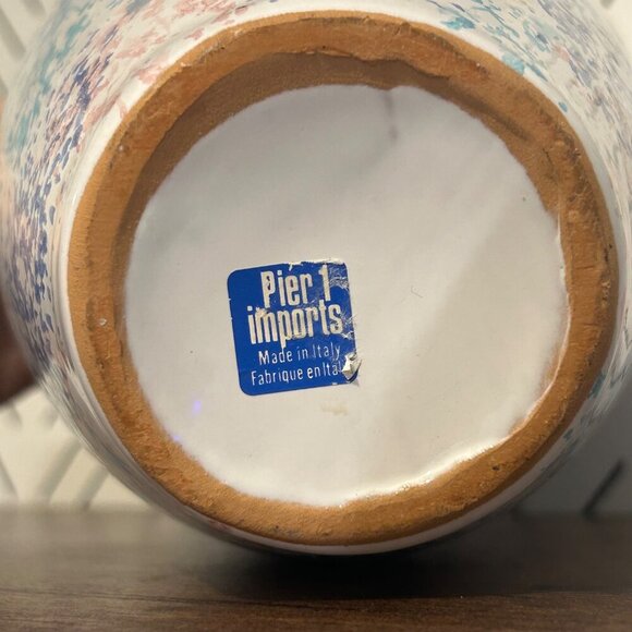 Vintage Pier 1 Italy Spongeware Ceramic Vase 10″ Pastel Speckled Home Decor 90's - Picture 2 of 8